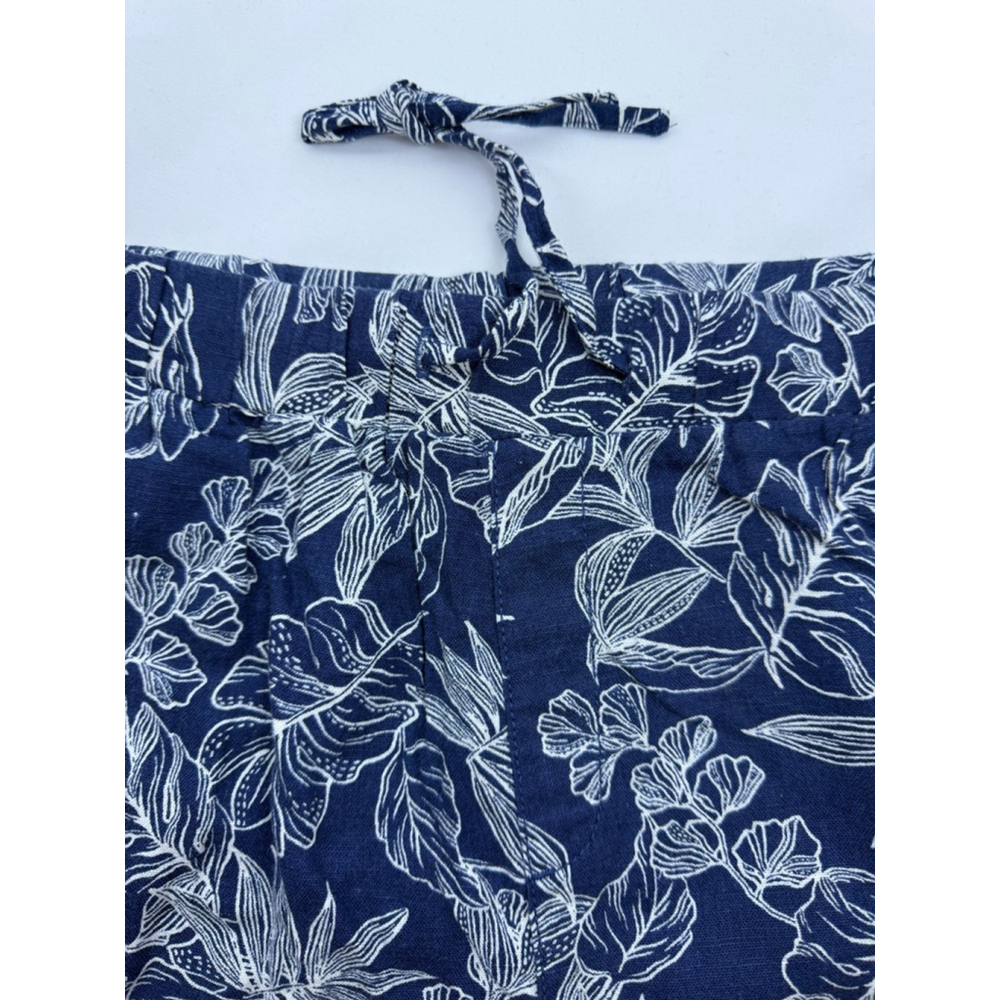 NWOT Women's BRIGGS Floral Linen Blend Shorts Blue/White Size XL - Picture 6 of 8